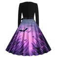 thumbnail image 3 of Long Dress with Sleeves,Summer Casual Dress,Ladies Casual Long Sleeved Round Neck Printed Fashionable Strap Dress, 3 of 3