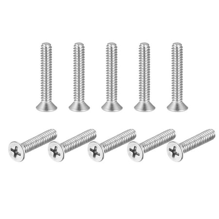 

10#-24x1 Flat Head Machine Screws Phillips 304 Stainless Steel Bolts 25 Pack