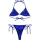 thumbnail image 1 of Triángulo metálico Traje de baño de 2 Piezas Halter String Parte Inferior de Tanga brasileña Brillante Azul real M Azul real M Xishao ropa, 1 of 2