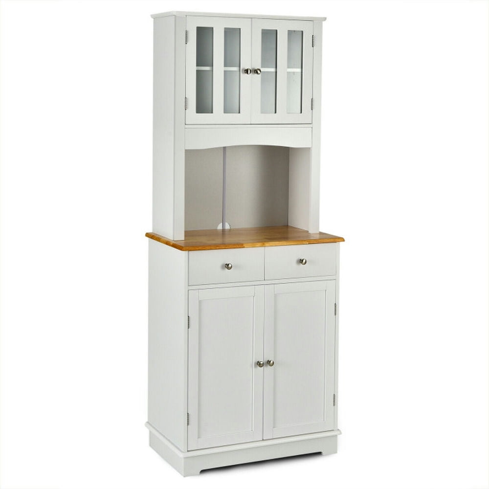 Finihen Kitchen Storage Cabinet, Buffet Sideboard, Kitchen Pantry Cabinet with Wood Top and Hutch, for Dining Room, Kitchen, Living Room, White Finihen Kitchen Storage Cabinet, Buffet Sideboard, Kitchen Pantry Cabinet with Wood Top and Hutch, for Dining Room, Kitchen, Living Room, White