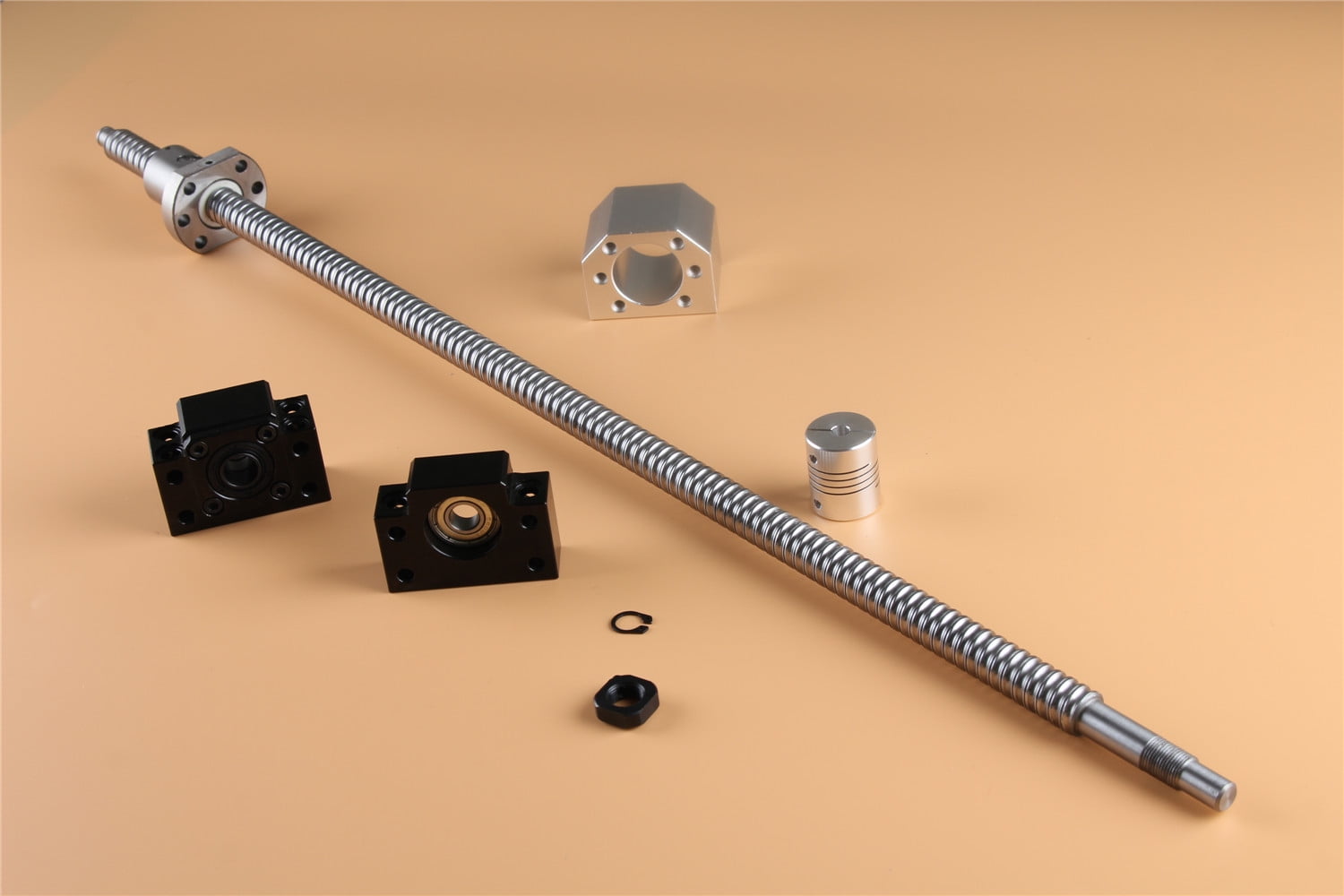 ONLISUM 2 stuks HGR15-300 mm Lineaire geleiding 1 stuk SFU1605-350 mm kogelomloopspindels met kogelmoeren, BF12/BK12, DSG16H, koppeling, set voor lineaire geleiding en kogelomloopspindel voor