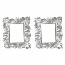 DESIGNICE 2Pcs Vintage Picture Frames,Texture Clear Photo Frames,Detail Carve Family Picture Frame,3.94"X3.94",Silver