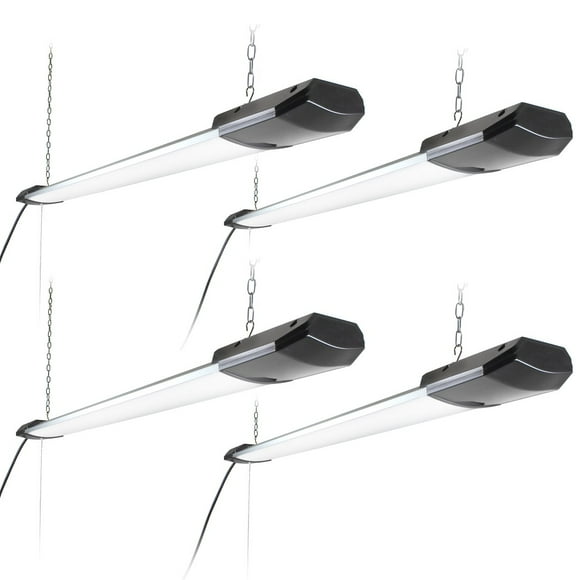 Newhouse Lighting NH-SHOP-10K-4 Shop, 100W, 10,000 Lumens, 4000K Garage, Utility LED Ceiling Lights, Chain Mount, Silver, 4-Pack