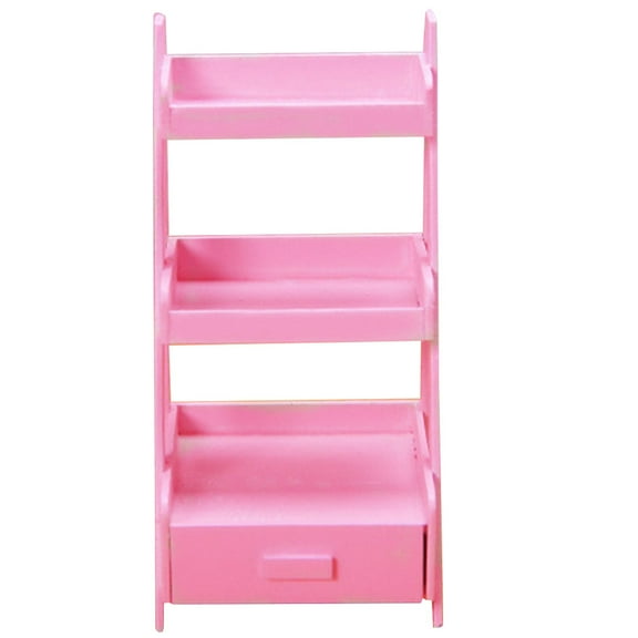 RENACLIPY Miniature Shelf Pink Wood Mini House Accessory 1Set 4.24X2.20X2.04in