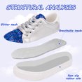 thumbnail image 4 of Toddler Boys Sneakers Girls Shoes Kids Low Top Lace Up Non-Slip Sparkle Glitter Sliver Lightweight Rubber Sole Breathable Fashion Casual Blue Size 13, 4 of 5