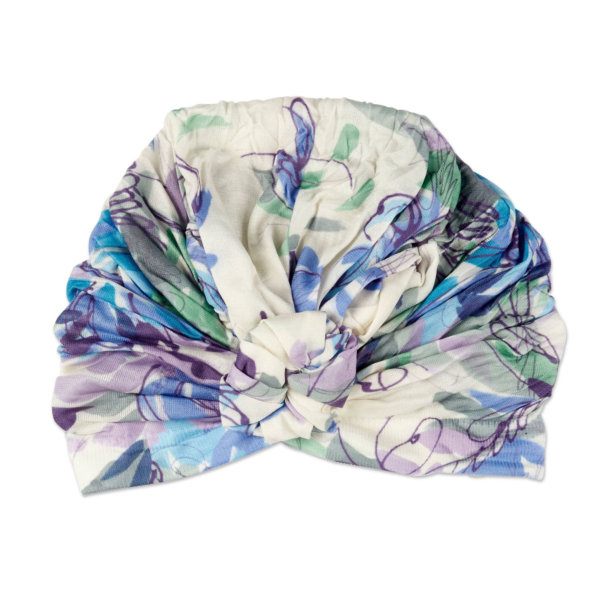 Sculpted Floral Knot Accent Turban Hair Wrap - Purple, Green, Blue, Black Hair Wrap – The Cat & The Claw main image 4