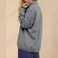 thumbnail image 5 of VISALY Pullover Sweatshirt for Womens Oversized Sweatshirt Dressy Sweatshirts 1/4 Button Mock Neck Long Sleeve Shirts Loose Fit Tops Trendy Sweatshirts Casual Pullover Fashion Outfits Clothes Grey L, 5 of 9