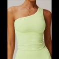 thumbnail image 4 of Camisetas Sin Mangas con un Solo Hombro para Mujer, Corte Entallado, Estilo Y2K Verde Amarillo XL, 4 of 10
