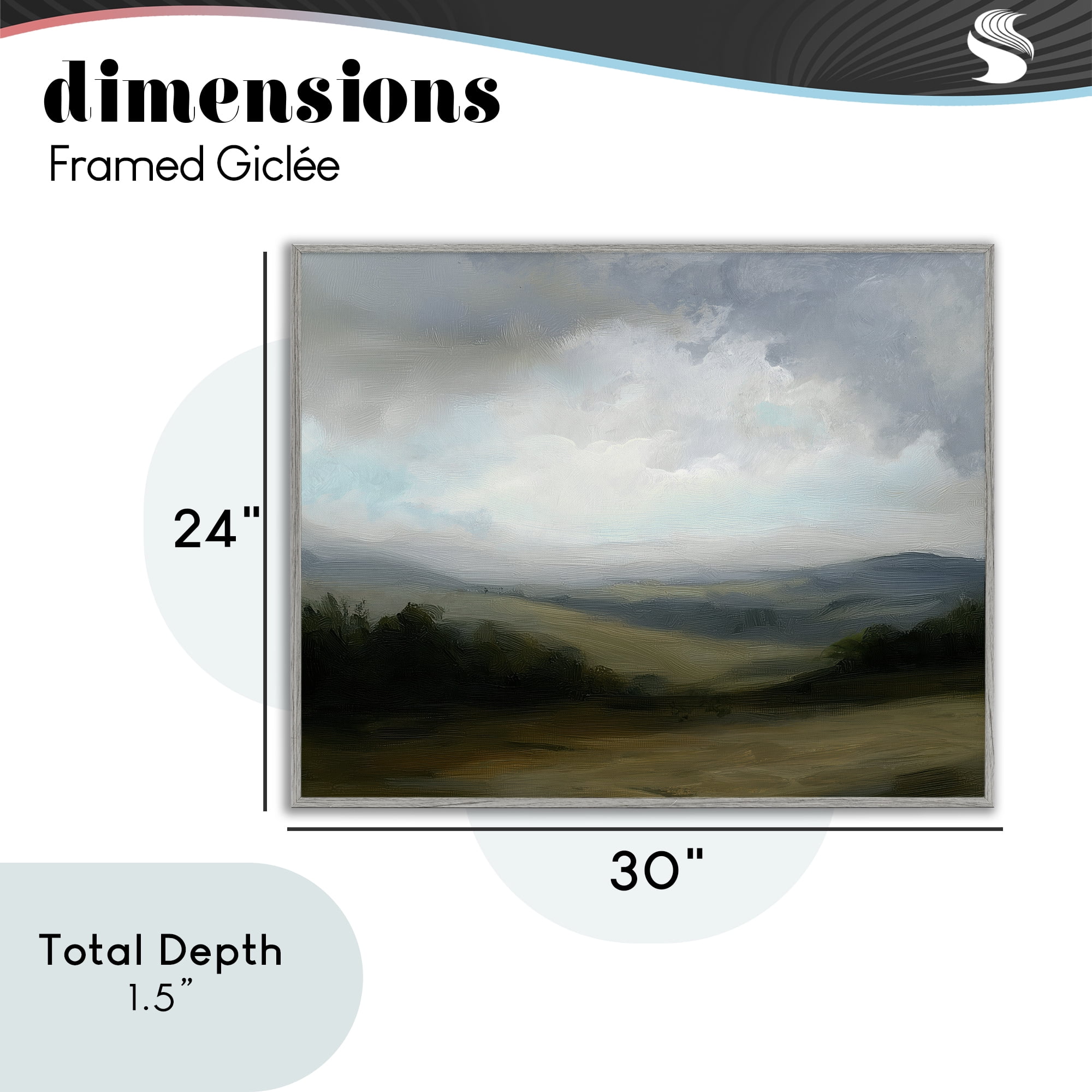 Stupell Industries Refreshed Quiet Rolling Hills Gray Framed Giclee Art, design by Annabelle Hall