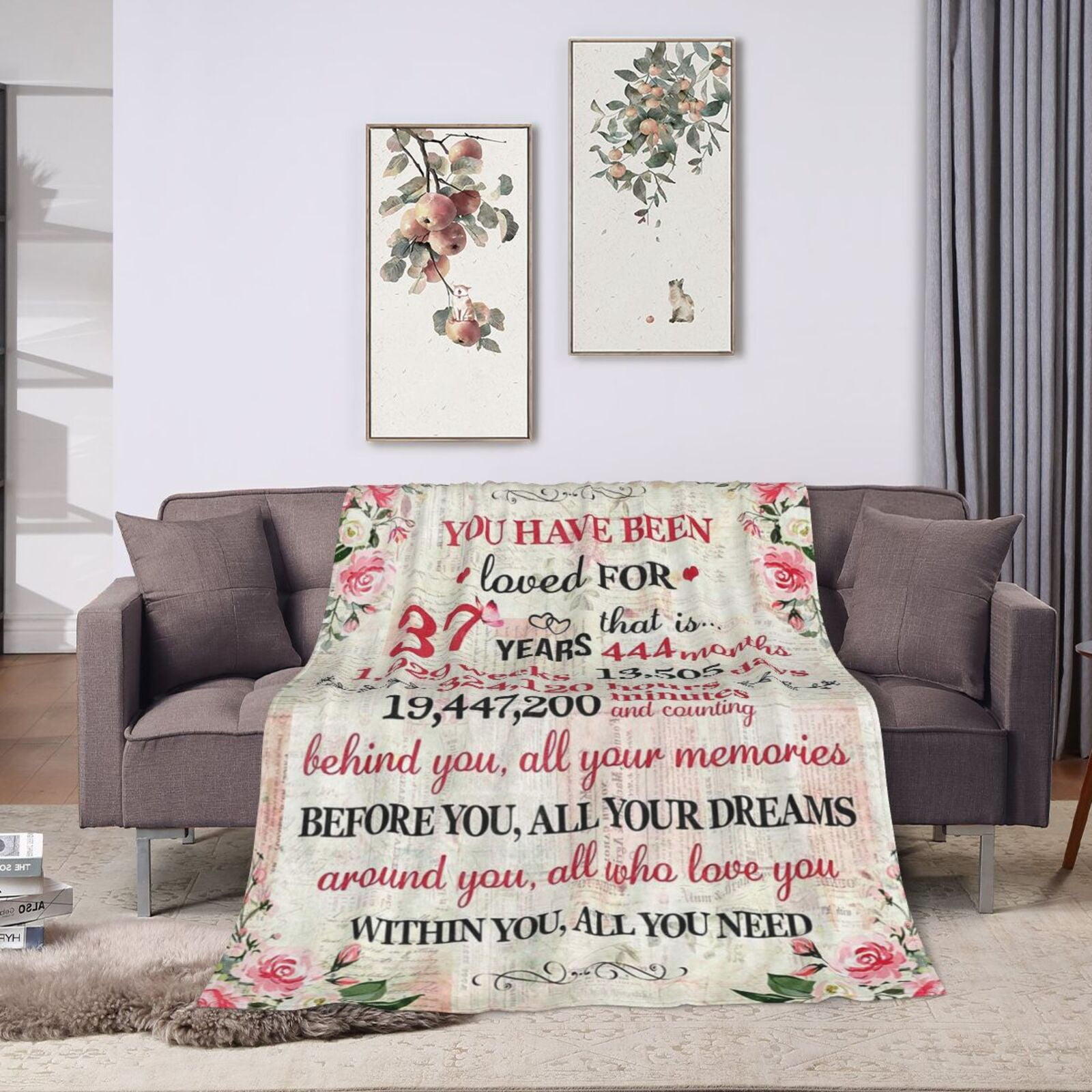Wijzvio Gifts For 37th Birthday Throw Blanket Soft Fuzzy Fleece Blanket For Couch Bed Living Room Decoration 80"X60"