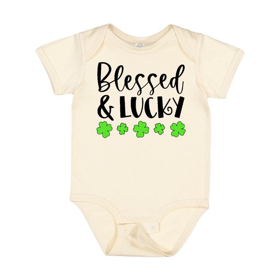 Inktastic Blessed and Lucky 4 Leaf Clovers St. Patrick's Day Boys or Girls Baby Bodysuit