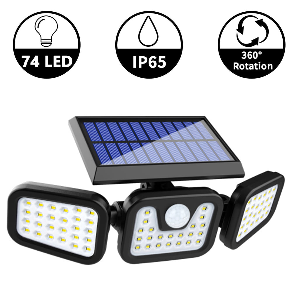 1/2PACK Solar Lights Motion Sensor Security 74 LED Waterproof Adjustable head 