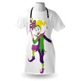thumbnail image 3 of Mardi Gras Apron Cartoon Style Jester in Iconic Costume with Mask Happy Dancing Party Figure, Unisex Kitchen Bib Apron with Adjustable Neck for Cooking Baking Gardening, Multicolor, by Ambesonne, 3 of 3