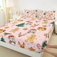 thumbnail image 3 of Castle Fairy Children Gingerbread Man 3pcs Twin Sheet Sets,Christmas Tree Twin Fitted Sheet,Festival Xmas Breathable Flat Sheet,Super Cozy Room Decor, 3 of 7