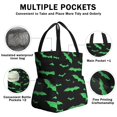 thumbnail image 3 of Black Halloween Bats with Green Drawstring Lunch Bag Women - Drawstring Lunch Bag Insulated for Work Office - Stain-Resistant Large Lunchbags for Women with Multi-Pockets, 3 of 6