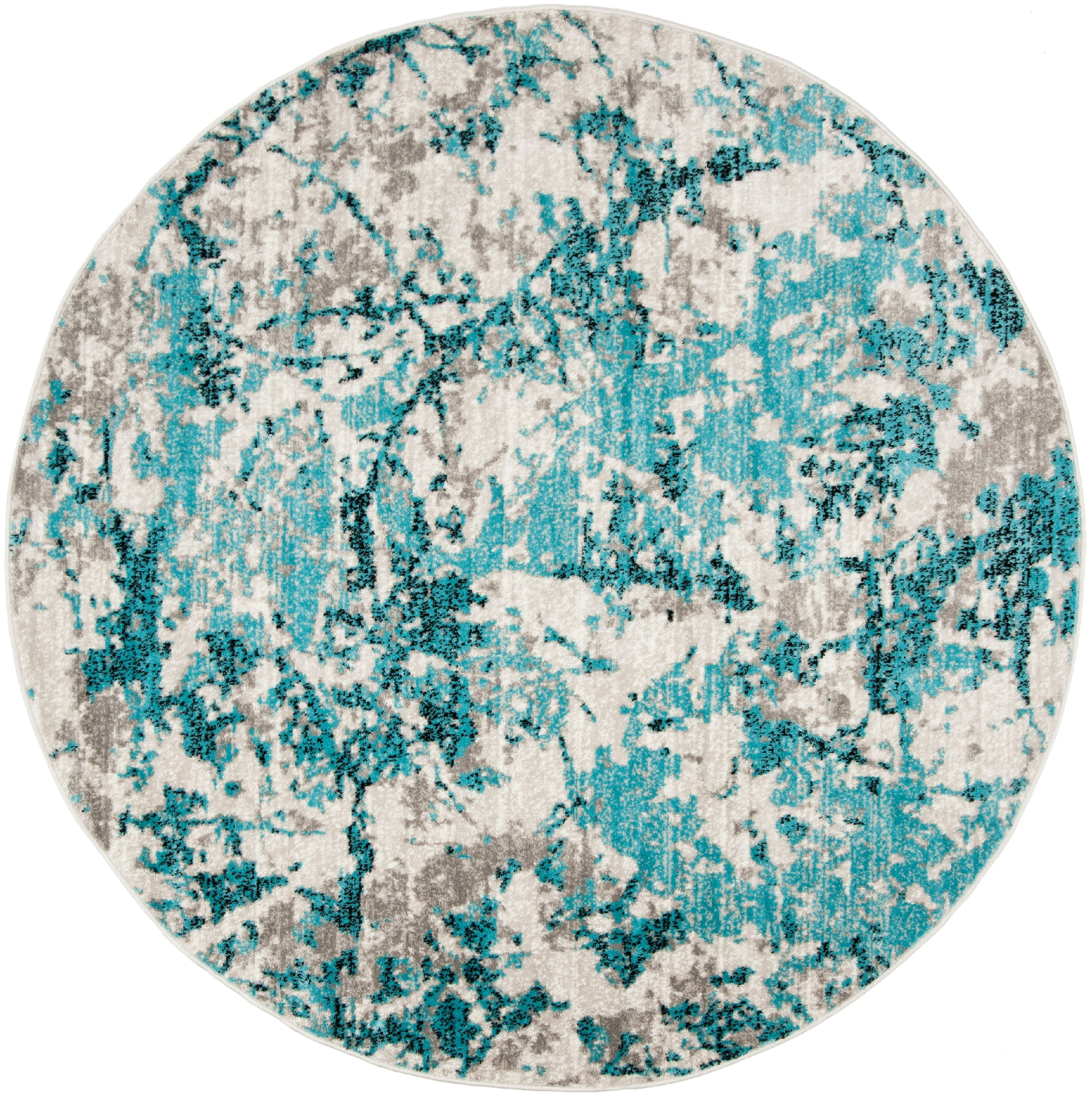 SAFAVIEH Skyler Joisse Abstract Area Rug, Blue/Ivory, 6'7" x 6'7" Round