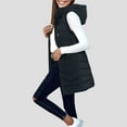 thumbnail image 2 of felwors Women's Long Hooded Down Zip Vest - Lightweight Quilted Padding with Pockets Black, XXXXXXL/XXXXXL, 2 of 6