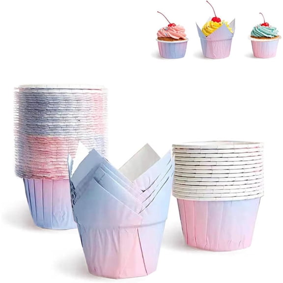 150 Pieces Cupcake Baking Cups, Disposable Heavy Duty Grease-proof Muffin Liners, Baking Cups Containers Mini Pie Pans for Muffin, Creme Brulee, Cupcake, 3 Styles, 50 for each