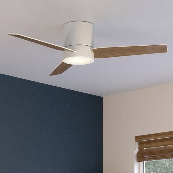 Luxury Mid-Century-Modern Ceiling Fan, 9.75H x 44W, with Modern Style, Matte White, UHP9291 by Urban Ambiance