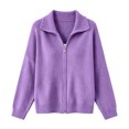 thumbnail image 3 of KICILVS Sweater Jacket for Women Full Zip Collared Ribbed Cuffs Knit Coat Plain Casual Fall Winter Trendy Outerwear, 3 of 5