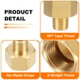 thumbnail image 3 of Uxcell 2Pcs Accesorio de Tubería de Latón, Adaptador de Niple Hexagonal de 1/2" G hembra x 1/4" NPT macho, Dorado, 3 of 6