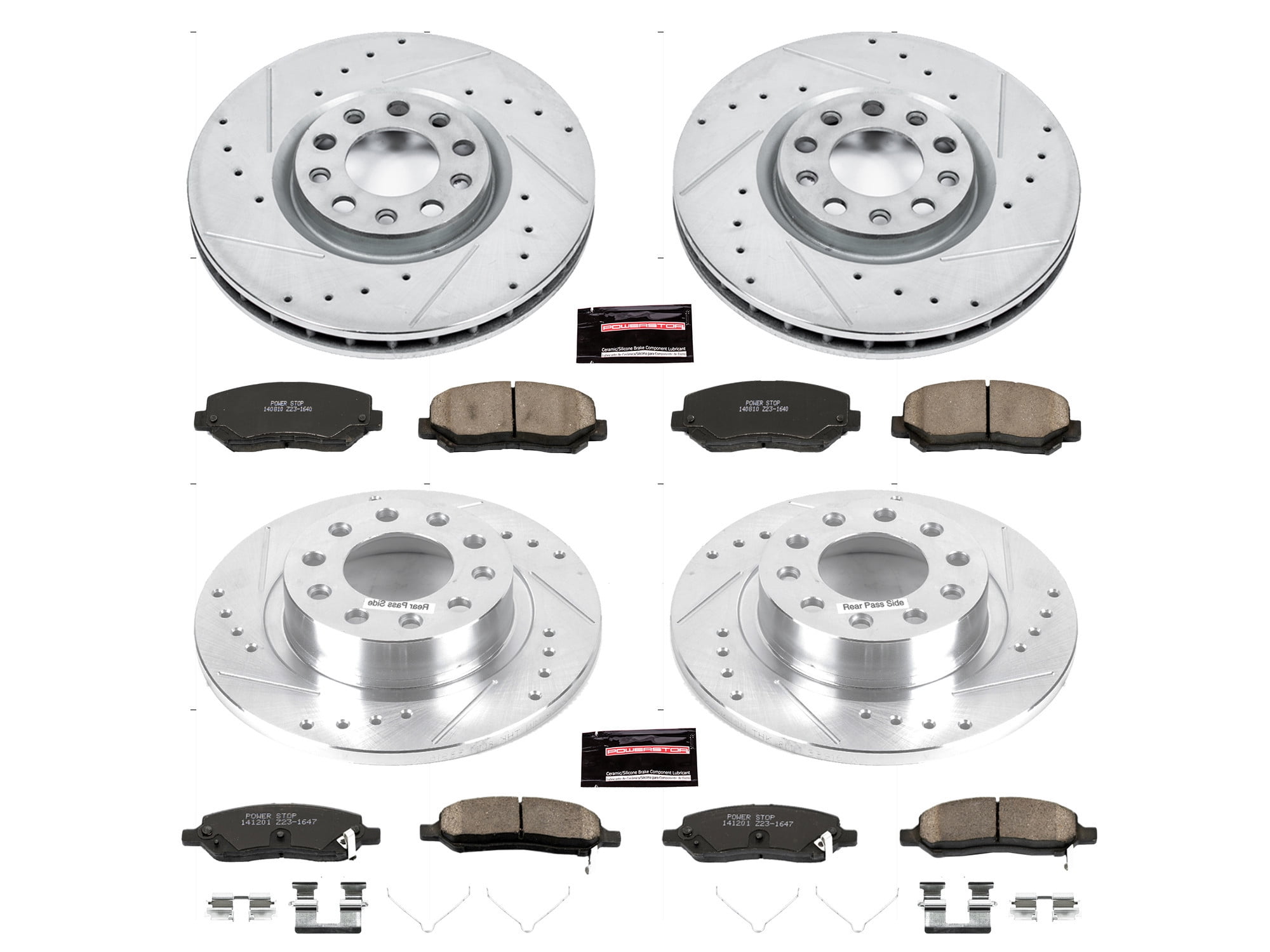PowerStop Front and Rear Z23 Evolution Sport Carbon-Fiber Ceramic Brake Pad and Drilled & Slotted Rotor Kit Fits: DODGE Select Models K6373