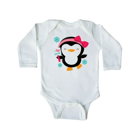 

Inktastic Penguin Girl Snowflakes Gift Baby Girl Long Sleeve Bodysuit