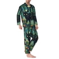 thumbnail image 2 of Naloa Mystical Black Cat Fireflies Men’s Pajamas Set - Long Sleeve Button Down Sleep Shirt and Pajama Bottoms Sleepwear Set-Large, 2 of 7