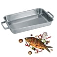 thumbnail image 1 of Bandeja para hornear pescado de acero inoxidable, plato para servir con asas, sartén para pescado resistente, bandeja para asar, Rectangular para Plata 38cm, 1 of 8