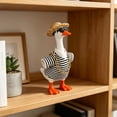 thumbnail image 5 of PiGOGI Summer Porch Goose Outfit Set for 7 Inch Mini Ducks, Striped Shirt Straw Hat Sunglasses, Outdoor Yard Patio Lawn Decor, 5 of 9