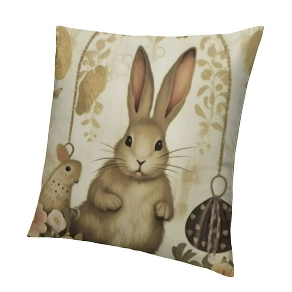Happy Easter Throw Pillow Covers Rabbit Eggs Cross Spring Decorative Pillows Soft Cushion Cases for Couch Sofa Bed Home Decor