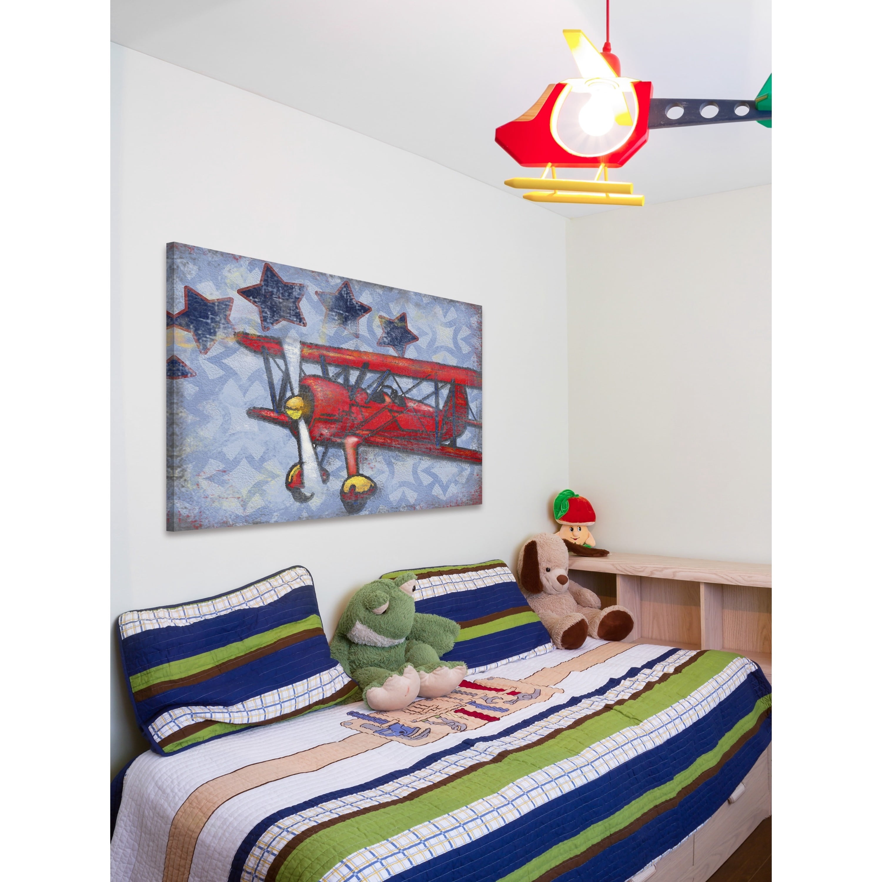 Marmont Hill "Biplane Stars" by Reesa Qualia Painting Print on Wrapped Canvas