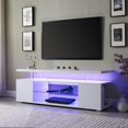 thumbnail image 4 of LED TV Stand with Large Sliding Drawer & Side Cabinet, TV Stand for 65 Inch TV LED Gaming Entertainment Center Media Storage Console Table for Living Room White( White), 4 of 7