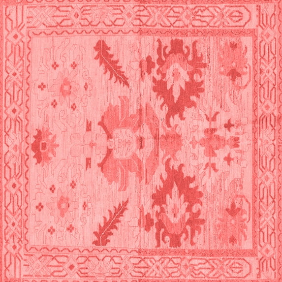 Ahgly Company Machine Washable Indoor Square Oriental Red Traditional Area Rugs, 5' Square