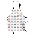 thumbnail image 1 of Cat Apron Smiley Cat Muzzle and Paw Prints Pattern on Cartoon Animal Themed Kitty Kids Nursery, Unisex Kitchen Bib Apron with Adjustable Neck for Cooking Baking Gardening, Multicolor, by Ambesonne, 1 of 3