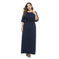 thumbnail image 1 of U.Vomade Robe d'Été pour Femme Grande Taille, Couleur Unie, Manches Courtes, Col Rond, Robe Décontractée, 1 of 7