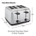 thumbnail image 2 of Hamilton Beach Tostadora de 4 Rebanadas de Acero Inoxidable Cepillado con Ranuras Extra Anchas, Refuerzo para Tostadas, Apagado Automático, 24910, 2 of 5