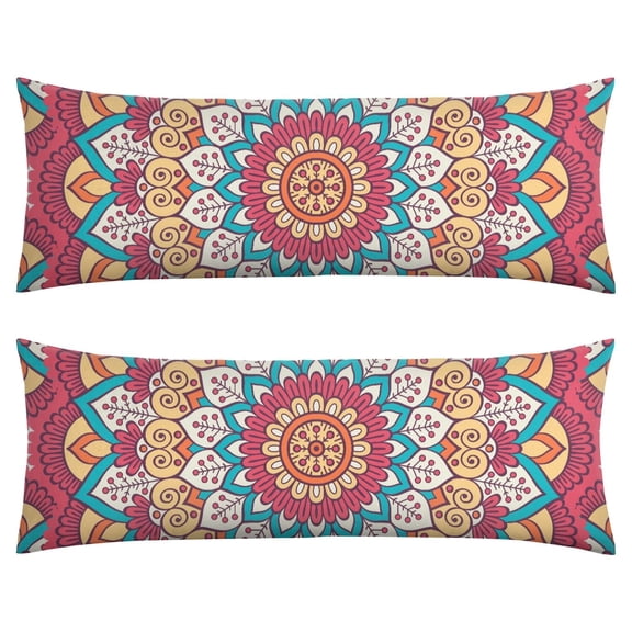 Mandala Long Body Pillow Cover – Soft & Breathable Meditation Fabric, Hidden Zipper, 20"x54", Psychedelic Trippy Print – Gift for Side Sleepers, Pregnancy, Zen Home Decor