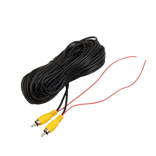 40ft Car RCA Video Extension Cable for Auto Backup Camera Monitor Rear View Parking System with Detection Wire Reverse Lead for