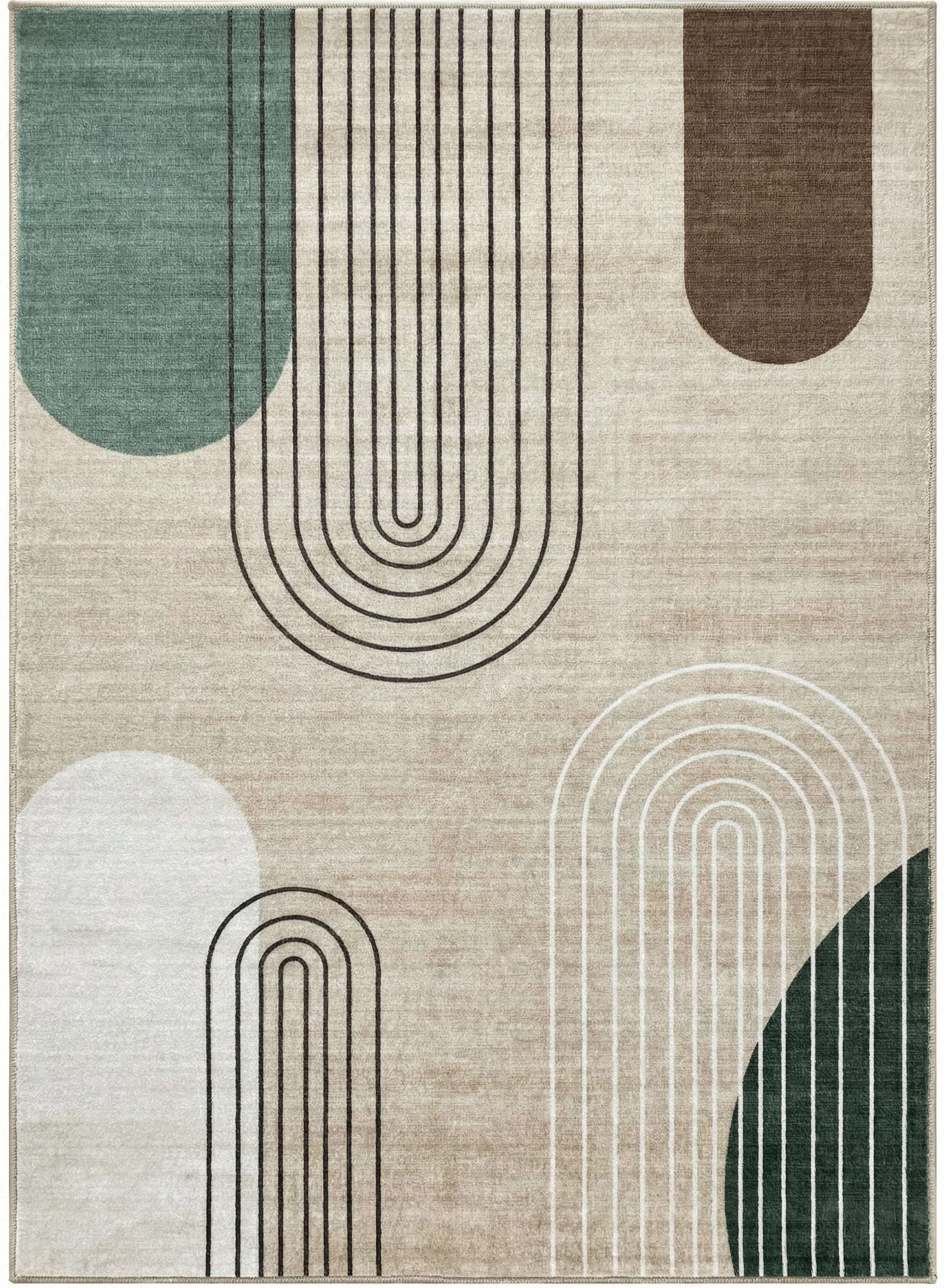 Rug Branch Eclipse Mid-Century Modern Indoor Area Rug, Beige Green, Abstract - Living Room, Bedroom, Dining Room, and Office