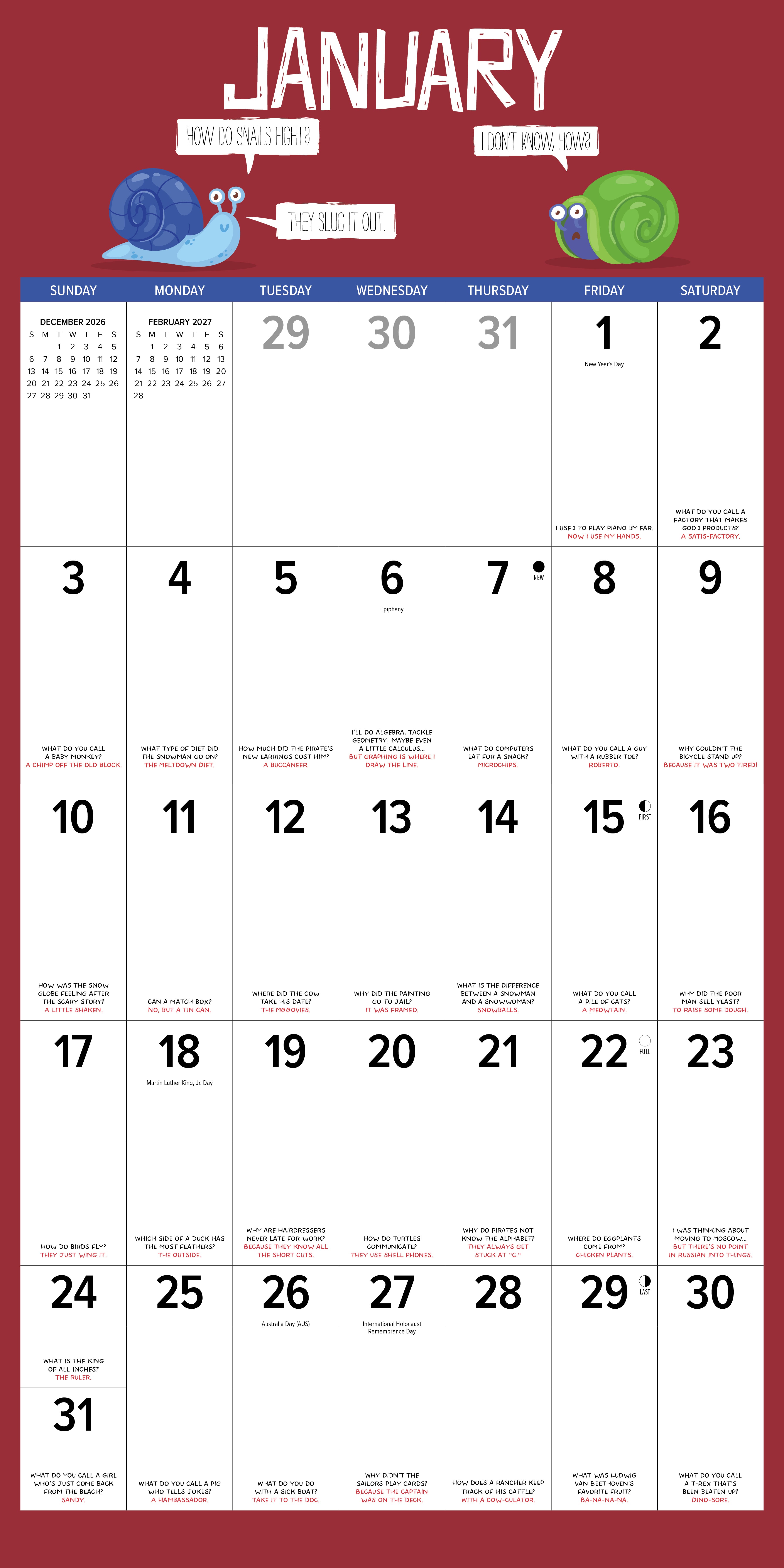 Willow Creek Press, Bad Dad Jokes 2027 Wall Calendar
