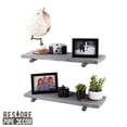 thumbnail image 3 of 24 in. x 7.5 in. x 6.75 in. Riverstone Grey Restore Wood Wall Shelving with Industrial Steel Pipe Straight Brackets, 3 of 8