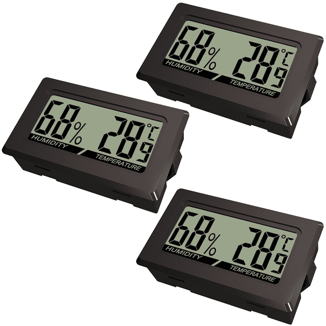 3 termómetros higrómetros digitales LCD mini, medidores de temperatura y humedad portátiles, indicadores de temperatura e higrómetro para oficinas, cocinas, humidores, incubadoras y reptiles.