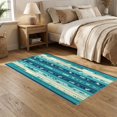 thumbnail image 2 of ODIKA 5'x7' Ultra-Soft Area Rug, Ocean Striped Mosaic Marine Coral Seashell Starfish Nautical None Washable, Bare feet friendly, Silk-Touch for Bedroom Home office, 2 of 7