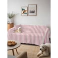thumbnail image 6 of Pink Striped Couch Cover for 2 Cushion Couch, Modern Simple Farmhouse Beige Vintage Washable Love Seat Sofa Covers Slipcover, Throw Sofa Covers for Pets, Furniture Protector 71"x102", 6 of 9