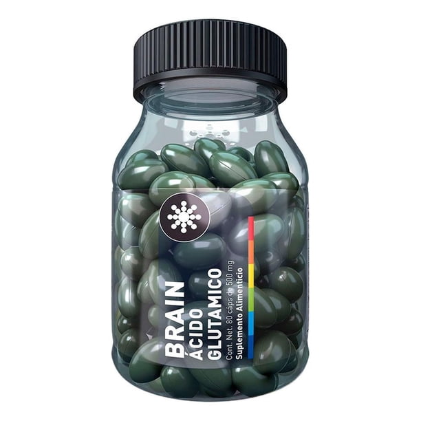 Suplemento alimenticio Essential Nutrition Brain Ácido Glutámico 80 cápsulas de 500 mg