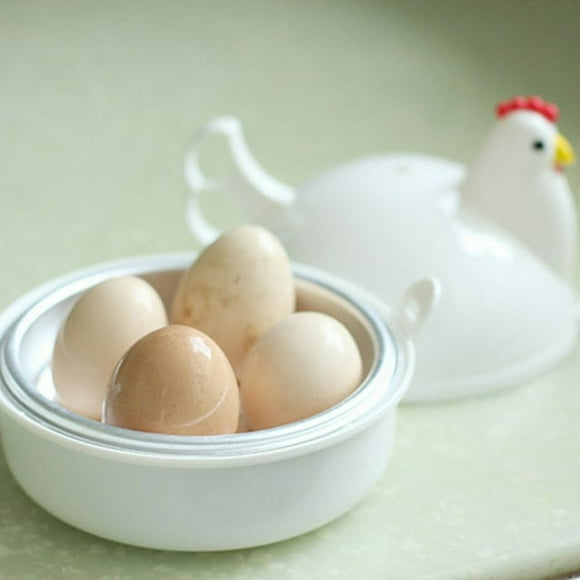QJUHUNG Chicken Shape Microwave Egg Poacher Boiler Steamer Gadgets Cook Soft and Hard Boiled Egg Chicken Shape For 4 Eggs Kitchen White