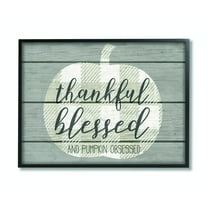 Stupell Industries Blessed And Pumpkin Obsessed Funny Seasonal Autumn Fall Word DesignFramed Wall Art By Artist Daphne Polselli