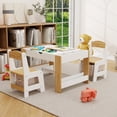thumbnail image 2 of 2-in-1 Play Table & 2 Chairs Set - Lego-Compatible Building Surface, Whiteboard, and 7 Storage Compartments, 2 of 9