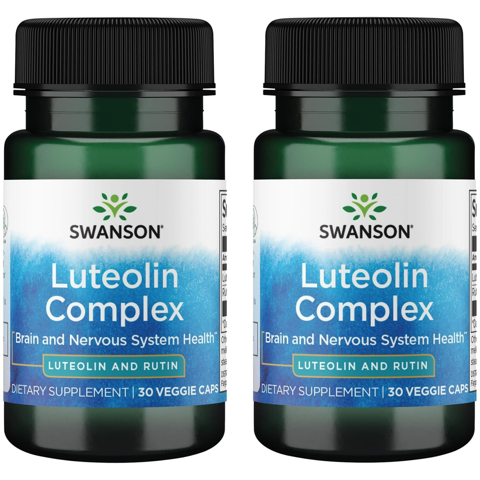 Swanson Luteolin Complex w/ Rutin - Brain Support Supplement Promoting Memory, Mood & Cognitive Health - Natural Formula to Help Maintain Nervous System - (30 Veggie Capsules) (2 Pack)
